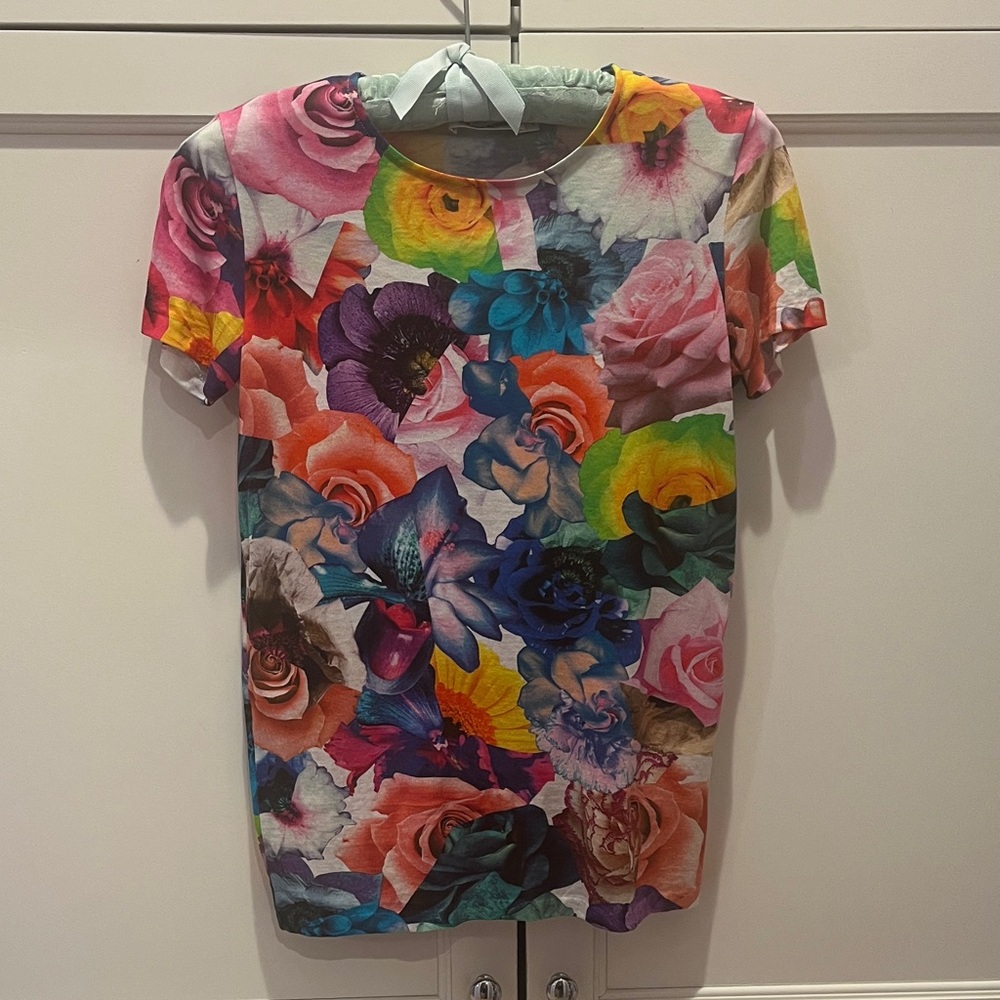 Jil Sander Multicolor Floral Short Sleeve Tee size S